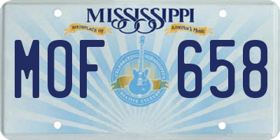 MS license plate MOF658