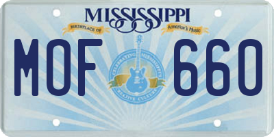 MS license plate MOF660