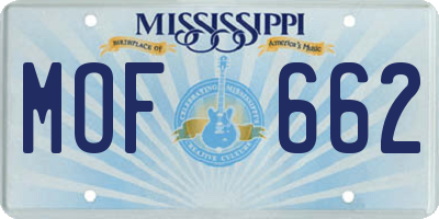 MS license plate MOF662