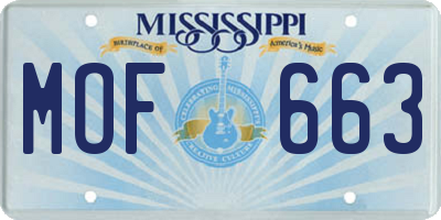 MS license plate MOF663
