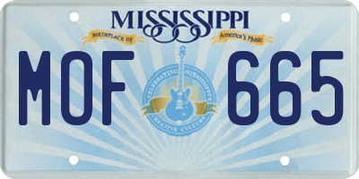 MS license plate MOF665