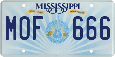MS license plate MOF666