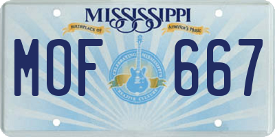 MS license plate MOF667