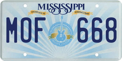 MS license plate MOF668