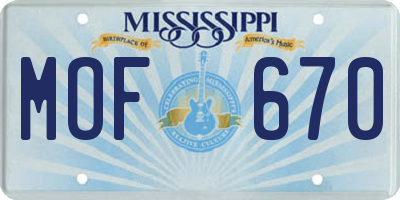 MS license plate MOF670