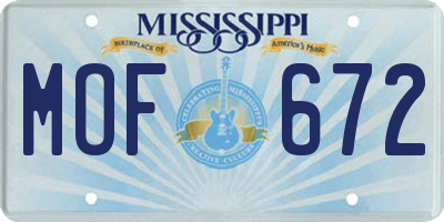 MS license plate MOF672