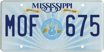 MS license plate MOF675
