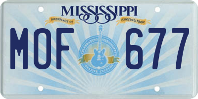 MS license plate MOF677
