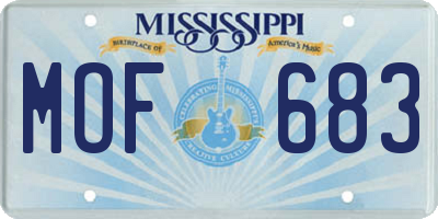 MS license plate MOF683