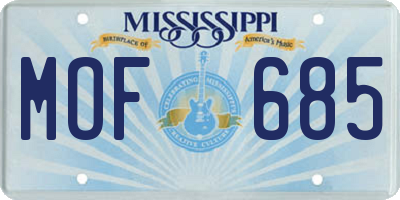 MS license plate MOF685