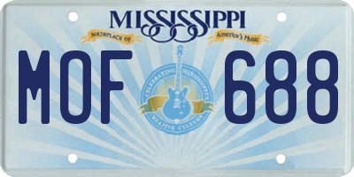 MS license plate MOF688