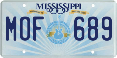MS license plate MOF689