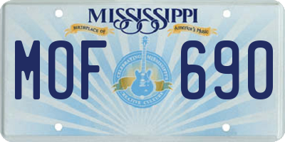 MS license plate MOF690