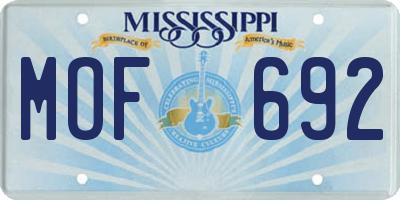 MS license plate MOF692