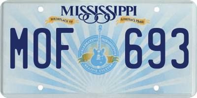 MS license plate MOF693