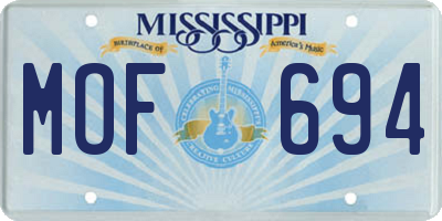 MS license plate MOF694