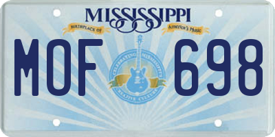 MS license plate MOF698