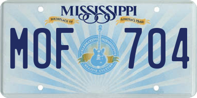 MS license plate MOF704