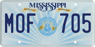 MS license plate MOF705
