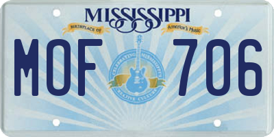 MS license plate MOF706