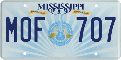 MS license plate MOF707