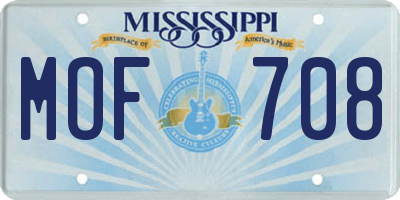 MS license plate MOF708