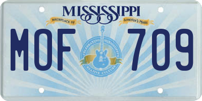 MS license plate MOF709