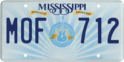 MS license plate MOF712