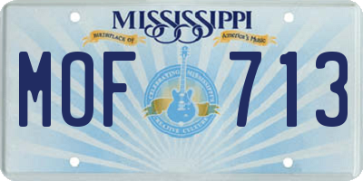 MS license plate MOF713