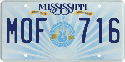 MS license plate MOF716