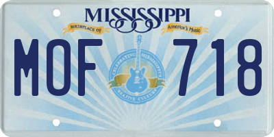 MS license plate MOF718