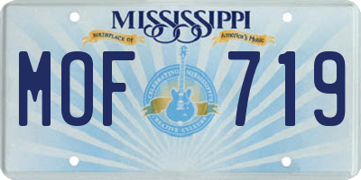 MS license plate MOF719