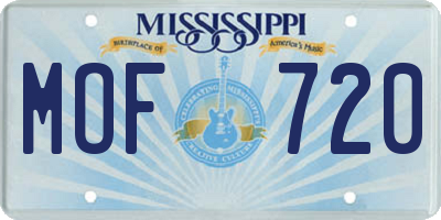 MS license plate MOF720