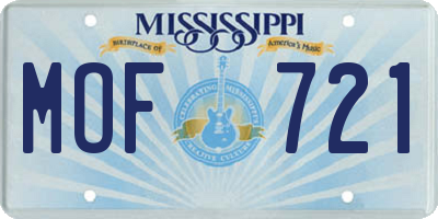 MS license plate MOF721