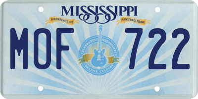 MS license plate MOF722