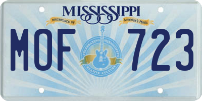 MS license plate MOF723