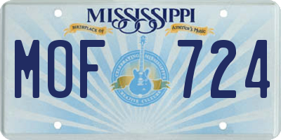 MS license plate MOF724