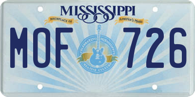MS license plate MOF726