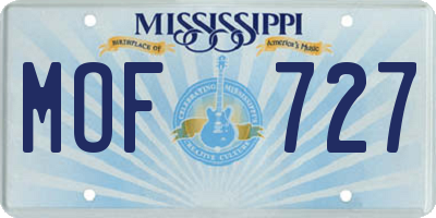 MS license plate MOF727