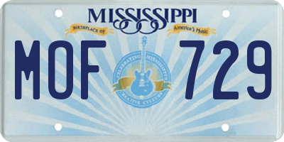 MS license plate MOF729
