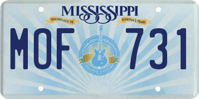 MS license plate MOF731