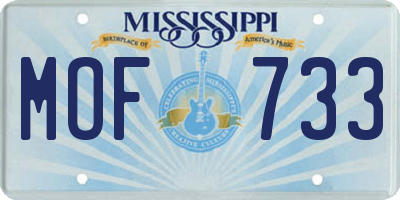 MS license plate MOF733