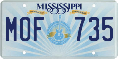 MS license plate MOF735