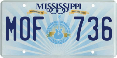 MS license plate MOF736
