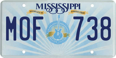 MS license plate MOF738