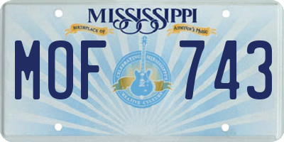 MS license plate MOF743