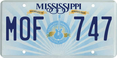 MS license plate MOF747