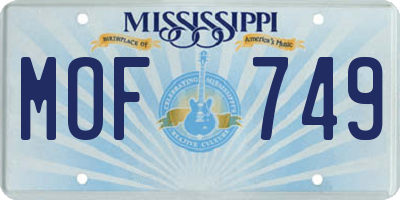 MS license plate MOF749