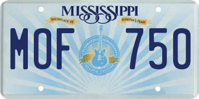 MS license plate MOF750