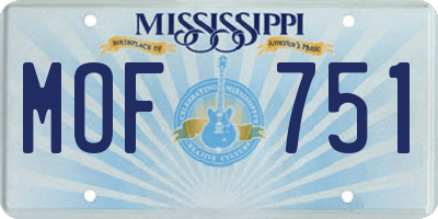 MS license plate MOF751